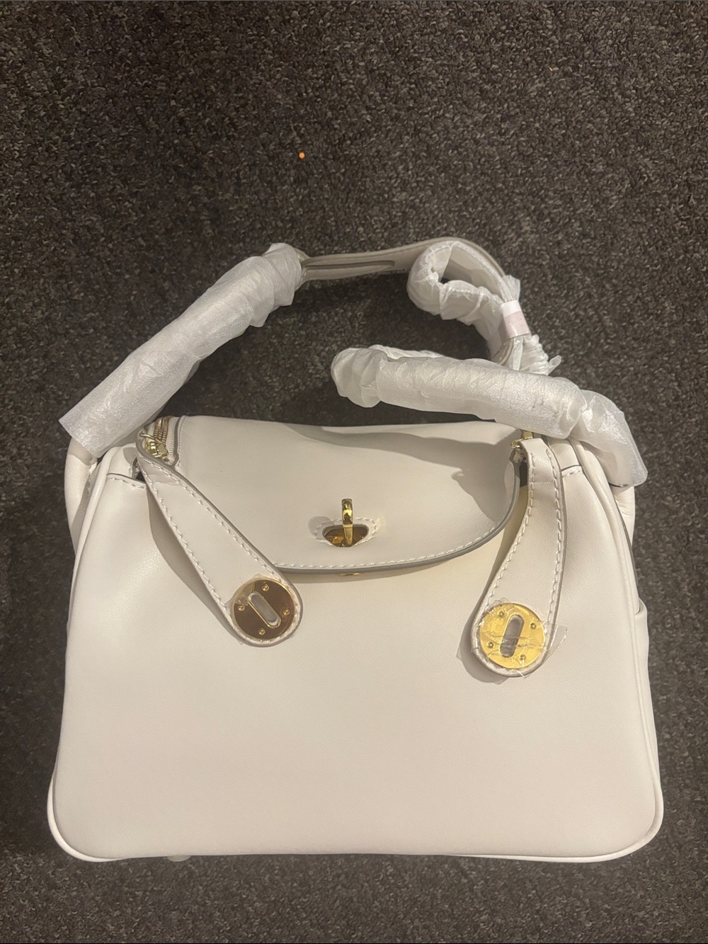 Mother’sDay Specials: Designer Style Cream Genuine Leather Bag Gold Hardware